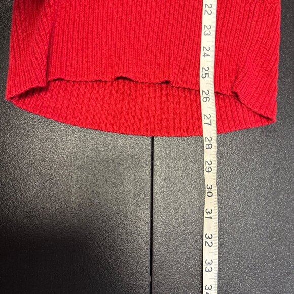 American Eagle women’s Size M Red Cable Knit Hooded Sweater Belle Y2K Preppy - Picture 4 of 10